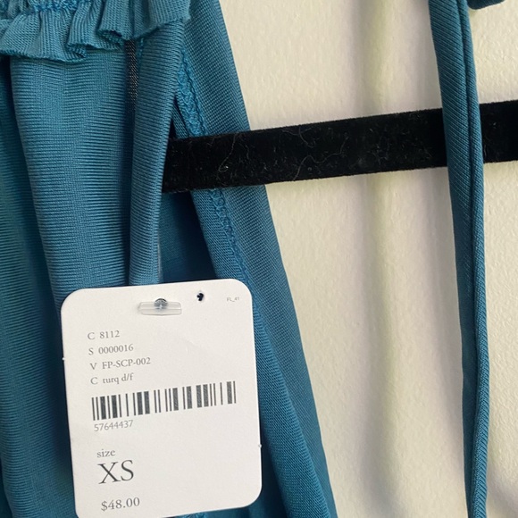 Sexy turquoise sleeveless deep V front and back Free People top NWT - Picture 3 of 3